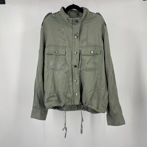 Rails‎ Linen Blend Utility Jacket S Green Military Gorpcore Zip Up Granola Boho